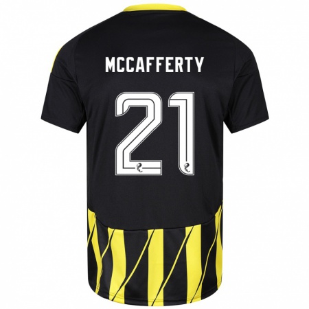 Kandiny Enfant Maillot Eirinn Mccafferty #21 Noir Jaune Tenues Extérieur 2024/25 T-Shirt