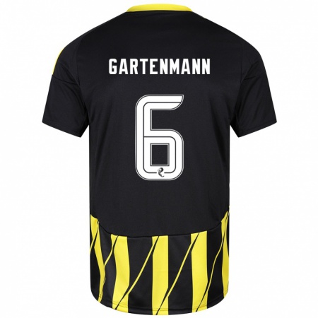 Kandiny Enfant Maillot Stefan Gartenmann #6 Noir Jaune Tenues Extérieur 2024/25 T-Shirt