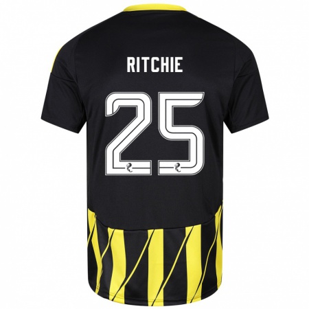 Kandiny Enfant Maillot Tom Ritchie #25 Noir Jaune Tenues Extérieur 2024/25 T-Shirt