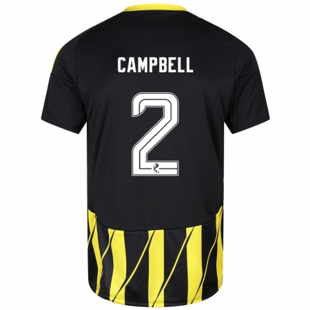 Kandiny Enfant Maillot Loren Campbell #2 Noir Jaune Tenues Extérieur 2024/25 T-Shirt