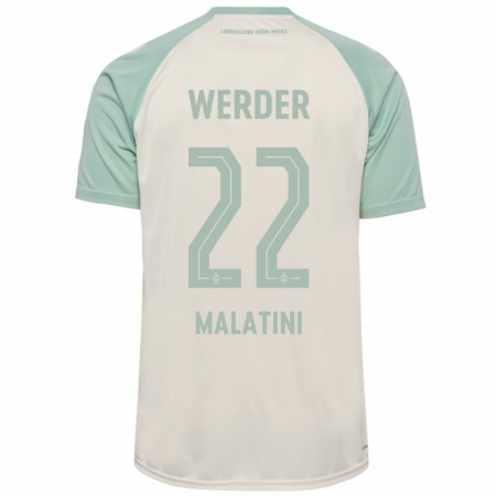 Kandiny Enfant Maillot Julián Malatini #22 Blanc Cassé Vert Clair Tenues Extérieur 2024/25 T-Shirt