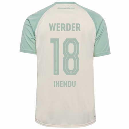 Kandiny Enfant Maillot Daniel Ihendu #18 Blanc Cassé Vert Clair Tenues Extérieur 2024/25 T-Shirt