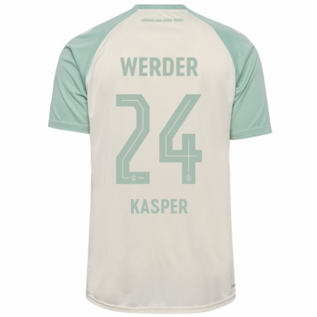 Kandiny Enfant Maillot Dominik Kasper #24 Blanc Cassé Vert Clair Tenues Extérieur 2024/25 T-Shirt