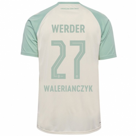 Kandiny Enfant Maillot Dennis Walerianczyk #27 Blanc Cassé Vert Clair Tenues Extérieur 2024/25 T-Shirt