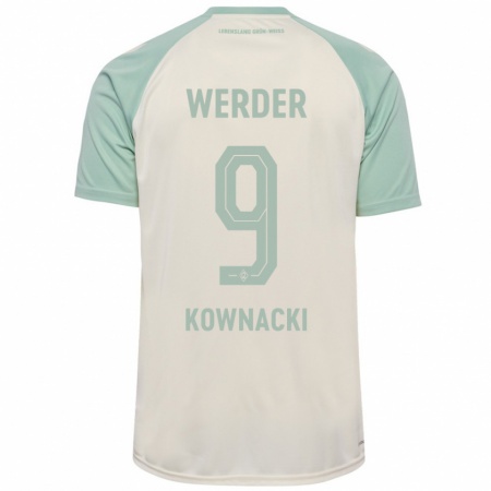 Kandiny Enfant Maillot Dawid Kownacki #9 Blanc Cassé Vert Clair Tenues Extérieur 2024/25 T-Shirt