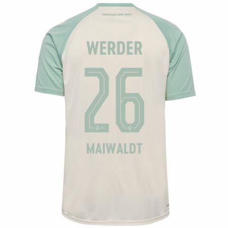 Kandiny Enfant Maillot Julius Maiwaldt #26 Blanc Cassé Vert Clair Tenues Extérieur 2024/25 T-Shirt