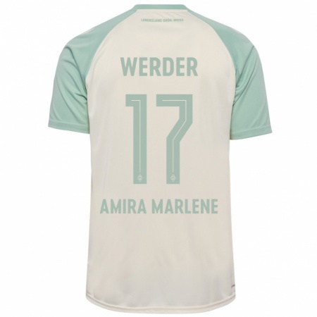 Kandiny Enfant Maillot Amira Marlene Dahl #17 Blanc Cassé Vert Clair Tenues Extérieur 2024/25 T-Shirt