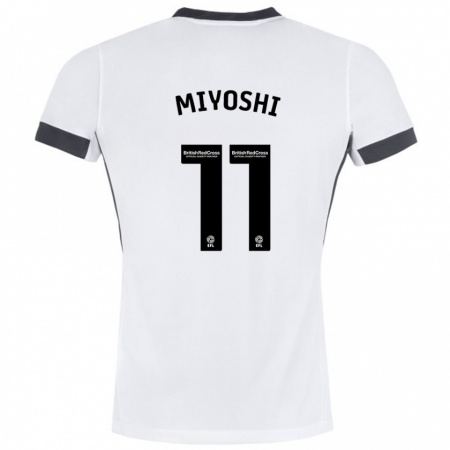 Kandiny Enfant Maillot Koji Miyoshi #11 Blanc Noir Tenues Extérieur 2024/25 T-Shirt