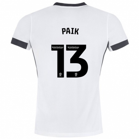 Kandiny Enfant Maillot Seung-Ho Paik #13 Blanc Noir Tenues Extérieur 2024/25 T-Shirt