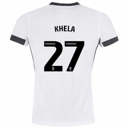 Kandiny Enfant Maillot Brandon Khela #27 Blanc Noir Tenues Extérieur 2024/25 T-Shirt