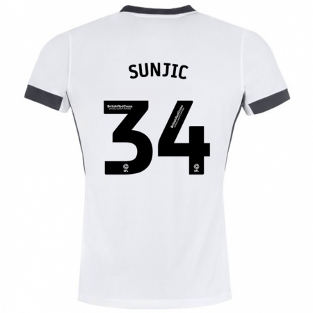 Kandiny Enfant Maillot Ivan Sunjic #34 Blanc Noir Tenues Extérieur 2024/25 T-Shirt