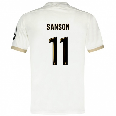 Kandiny Enfant Maillot Morgan Sanson #11 Blanc Doré Tenues Extérieur 2024/25 T-Shirt