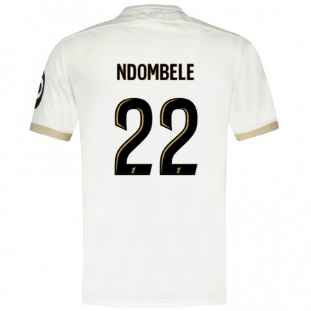 Kandiny Enfant Maillot Tanguy Ndombélé #22 Blanc Doré Tenues Extérieur 2024/25 T-Shirt