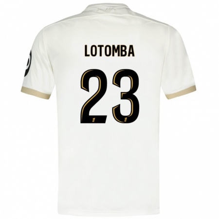 Kandiny Enfant Maillot Jordan Lotomba #23 Blanc Doré Tenues Extérieur 2024/25 T-Shirt