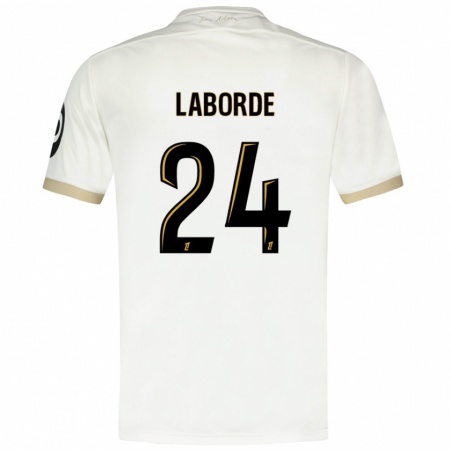 Kandiny Enfant Maillot Gaëtan Laborde #24 Blanc Doré Tenues Extérieur 2024/25 T-Shirt