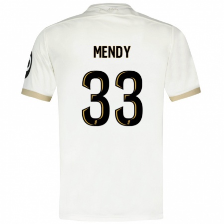 Kandiny Enfant Maillot Antoine Mendy #33 Blanc Doré Tenues Extérieur 2024/25 T-Shirt