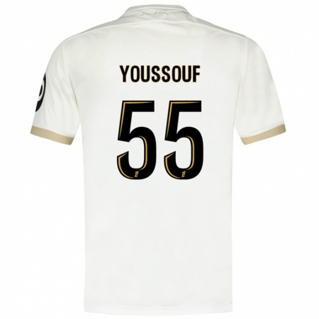 Kandiny Enfant Maillot Youssouf Ndayishimiye #55 Blanc Doré Tenues Extérieur 2024/25 T-Shirt