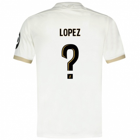 Kandiny Enfant Maillot Kylian Lopez #0 Blanc Doré Tenues Extérieur 2024/25 T-Shirt