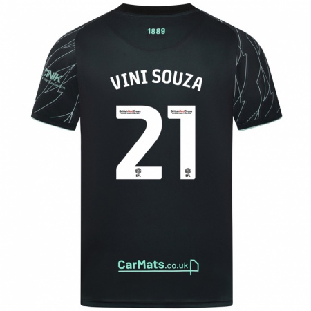 Kandiny Enfant Maillot Vini Souza #21 Noir Vert Tenues Extérieur 2024/25 T-Shirt