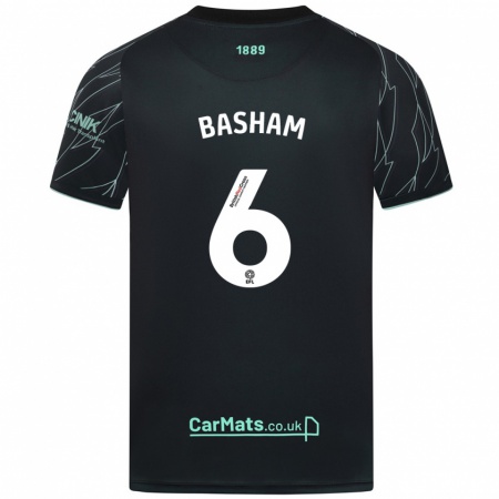 Kandiny Enfant Maillot Chris Basham #6 Noir Vert Tenues Extérieur 2024/25 T-Shirt