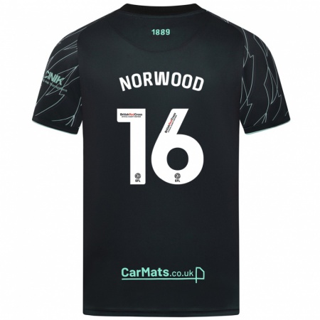 Kandiny Enfant Maillot Oliver Norwood #16 Noir Vert Tenues Extérieur 2024/25 T-Shirt