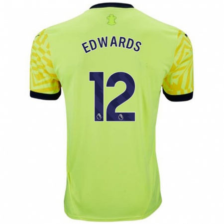 Kandiny Enfant Maillot Ronnie Edwards #12 Jaune Tenues Extérieur 2024/25 T-Shirt