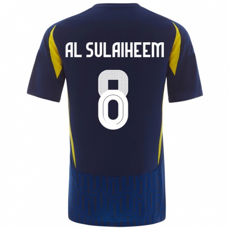 Kandiny Enfant Maillot Abdulmajeed Al-Sulayhim #8 Bleu Jaune Tenues Extérieur 2024/25 T-Shirt