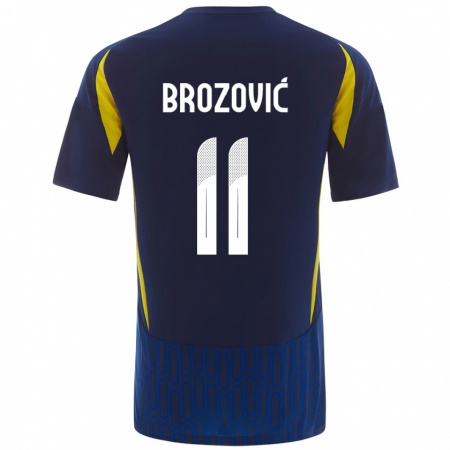 Kandiny Enfant Maillot Marcelo Brozovic #11 Bleu Jaune Tenues Extérieur 2024/25 T-Shirt