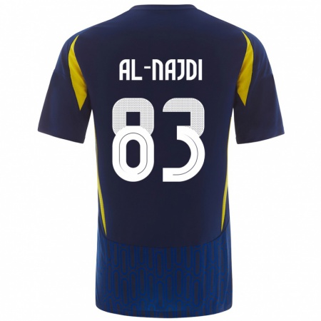 Kandiny Enfant Maillot Salem Al-Najdi #83 Bleu Jaune Tenues Extérieur 2024/25 T-Shirt