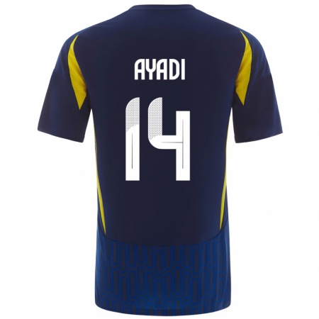 Kandiny Enfant Maillot Ghada Ayadi #14 Bleu Jaune Tenues Extérieur 2024/25 T-Shirt