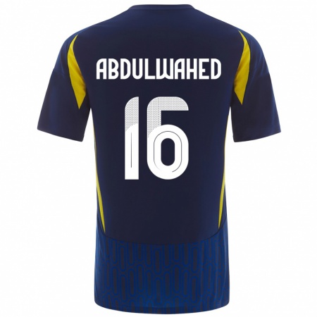 Kandiny Enfant Maillot Ghader Abdulwahed #16 Bleu Jaune Tenues Extérieur 2024/25 T-Shirt