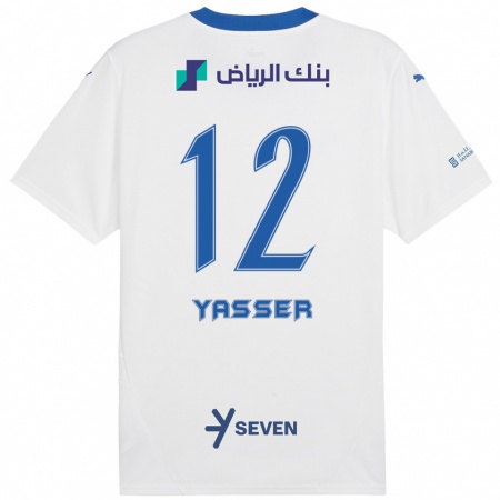 Kandiny Enfant Maillot Yasser Al-Shahrani #12 Blanc Bleu Tenues Extérieur 2024/25 T-Shirt