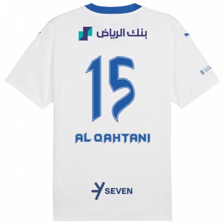 Kandiny Enfant Maillot Mohammed Al-Qahtani #15 Blanc Bleu Tenues Extérieur 2024/25 T-Shirt