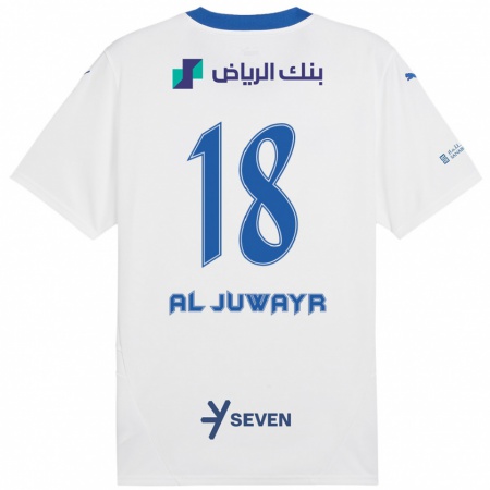 Kandiny Enfant Maillot Musab Al-Juwayr #18 Blanc Bleu Tenues Extérieur 2024/25 T-Shirt