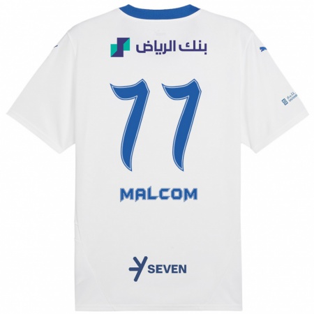 Kandiny Enfant Maillot Malcom #77 Blanc Bleu Tenues Extérieur 2024/25 T-Shirt