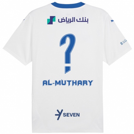 Kandiny Enfant Maillot Saad Al-Muthary #0 Blanc Bleu Tenues Extérieur 2024/25 T-Shirt