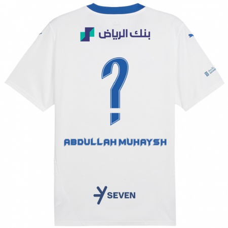 Kandiny Enfant Maillot Mohammed Abdullah Muhaysh #0 Blanc Bleu Tenues Extérieur 2024/25 T-Shirt