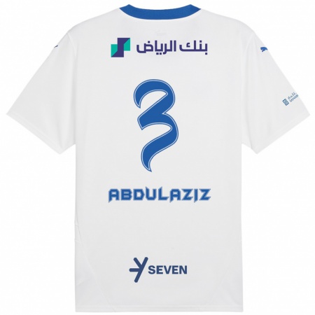 Kandiny Enfant Maillot Al Jawhara Abdulaziz #3 Blanc Bleu Tenues Extérieur 2024/25 T-Shirt