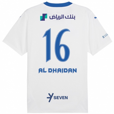 Kandiny Enfant Maillot Nadia Al-Dhaidan #16 Blanc Bleu Tenues Extérieur 2024/25 T-Shirt