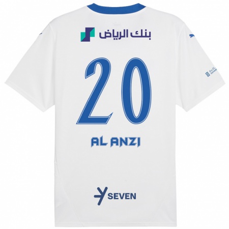 Kandiny Enfant Maillot Areej Al-Anzi #20 Blanc Bleu Tenues Extérieur 2024/25 T-Shirt