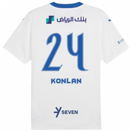 Kandiny Enfant Maillot Cynthia Konlan #24 Blanc Bleu Tenues Extérieur 2024/25 T-Shirt