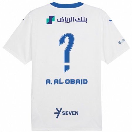 Kandiny Enfant Maillot Abdulrahman Al-Obaid #0 Blanc Bleu Tenues Extérieur 2024/25 T-Shirt