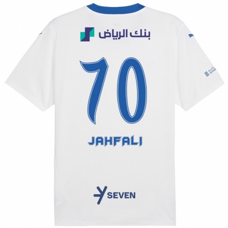 Kandiny Enfant Maillot Mohammed Jahfali #70 Blanc Bleu Tenues Extérieur 2024/25 T-Shirt