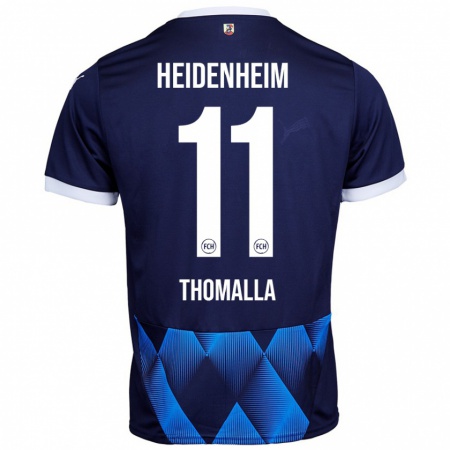 Kandiny Enfant Maillot Denis Thomalla #11 Bleu Marine Foncé Tenues Extérieur 2024/25 T-Shirt