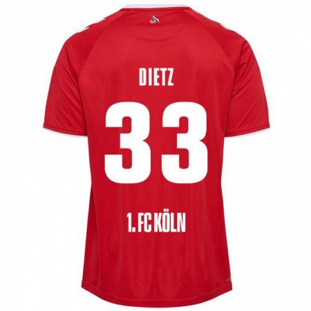 Kandiny Enfant Maillot Florian Dietz #33 Rouge Blanc Tenues Extérieur 2024/25 T-Shirt