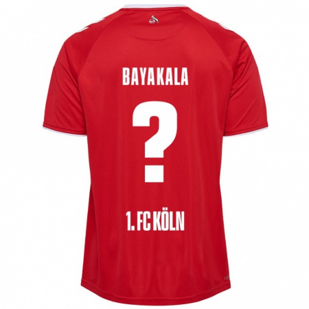 Kandiny Enfant Maillot Aaron Bayakala #0 Rouge Blanc Tenues Extérieur 2024/25 T-Shirt