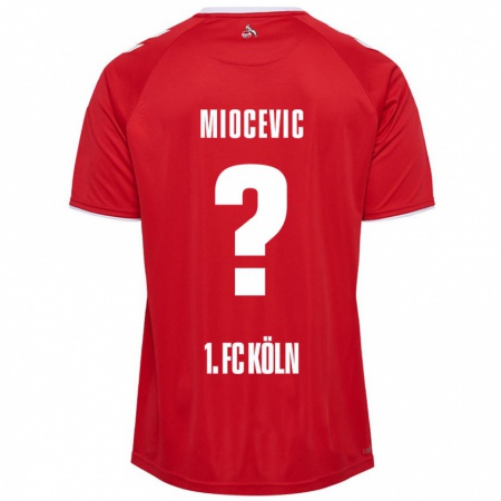 Kandiny Enfant Maillot Gabriel Miocevic #0 Rouge Blanc Tenues Extérieur 2024/25 T-Shirt