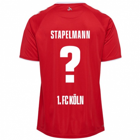 Kandiny Enfant Maillot Luis Stapelmann #0 Rouge Blanc Tenues Extérieur 2024/25 T-Shirt