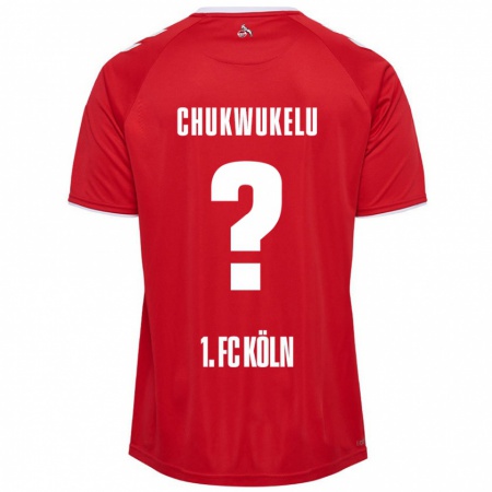 Kandiny Enfant Maillot Chinedu Chukwukelu #0 Rouge Blanc Tenues Extérieur 2024/25 T-Shirt