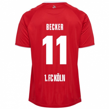 Kandiny Enfant Maillot Marlon Becker #11 Rouge Blanc Tenues Extérieur 2024/25 T-Shirt